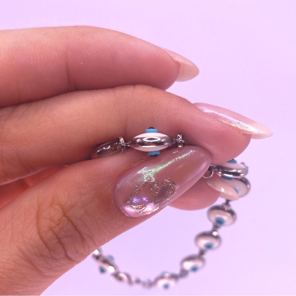 Evil Eye Resin 925 Silver Bracelet - Picture 4 of 7